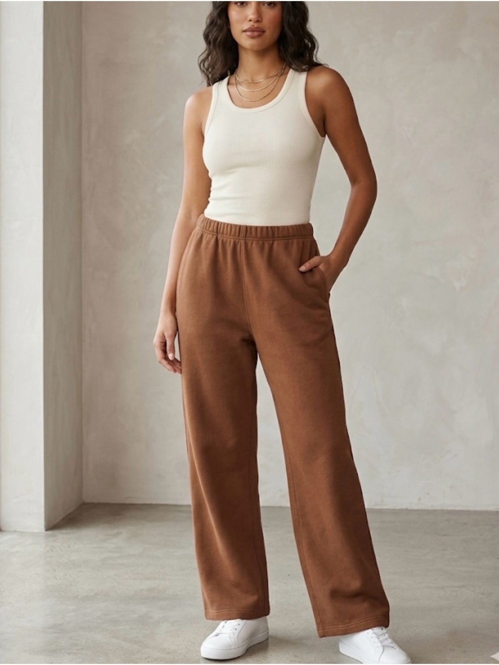 SKIMS Wide-Leg Sweatpants in Chestnut Brown size 2X